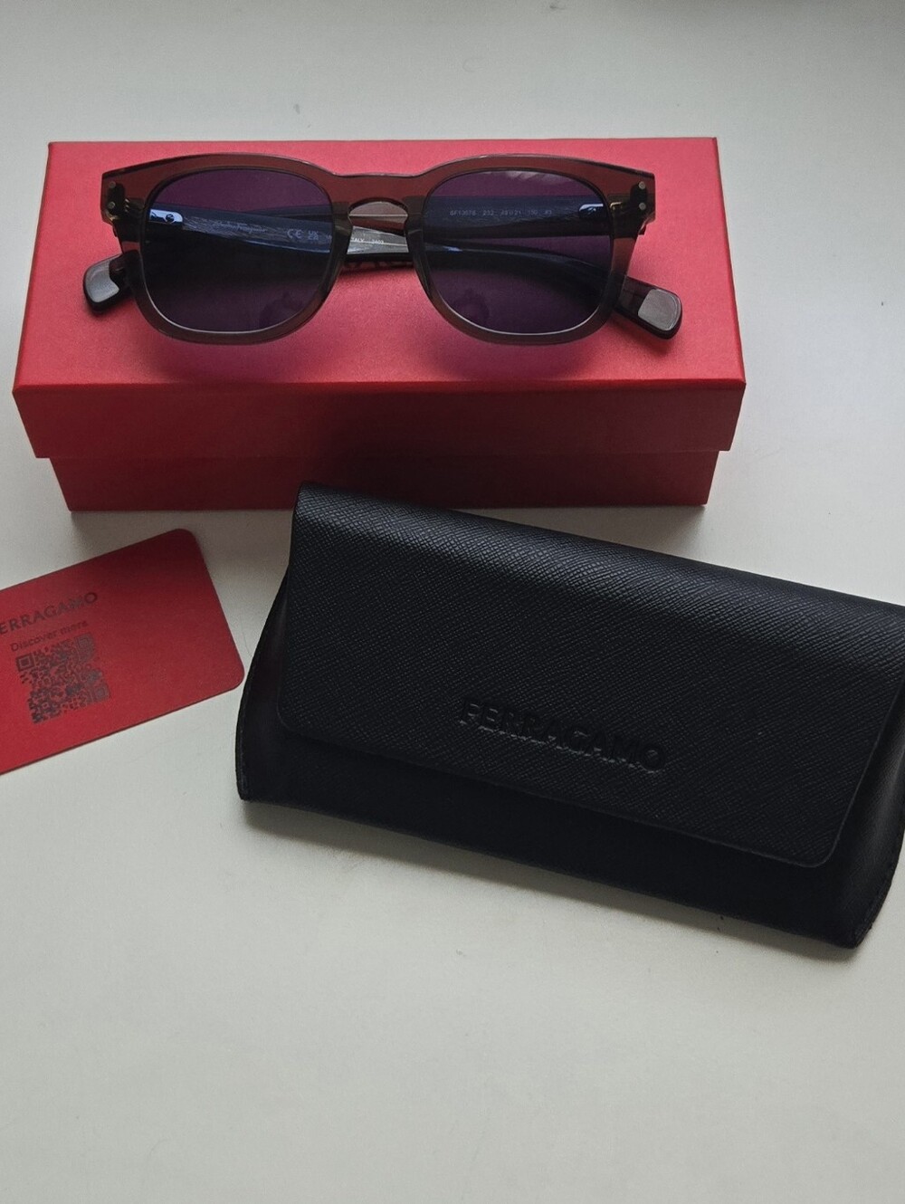 Salvatore Ferragamo Black Leather Men's Sunglasses Case
